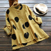2022 Autumn Women Polka Dot Blouse Casual Buttons Down Long Sleeve Work Shirt Cotton Linen Loose Top Blusas Plus Size