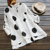 2022 Autumn Women Polka Dot Blouse Casual Buttons Down Long Sleeve Work Shirt Cotton Linen Loose Top Blusas Plus Size
