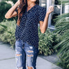 Women Elegant Polka Dot V Neck Short Sleeve Bow Tie Top Summer Blouse Casual Loose Work Office Shirt Blusas Oversize