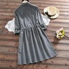 2023 autumn long sleeve dot dress style ladies dresses trend spring dress gray/navy blue