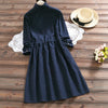2023 autumn long sleeve dot dress style ladies dresses trend spring dress gray/navy blue