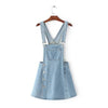 harajuku punk kawaii vintage retro style washed one piece denim jumper blue overalls jeans femme culottes