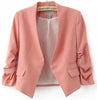new European wind buckle blazers women's jackets long sleeved solid bubble sleeve slim solid short coat 7125