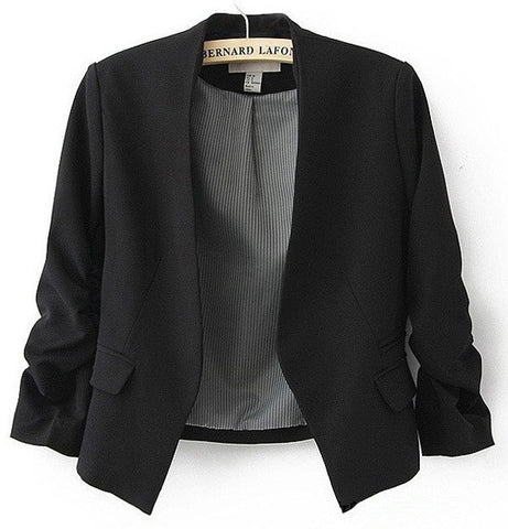 new arrival spring autumn fashion brand blazer women Candy Color ladies coat Slim Solid puff sleeve blazers Basic jackets