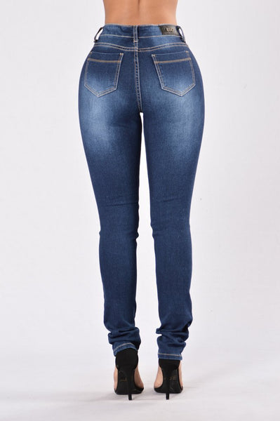 new jeans woman ripped dark blue trousers Mid waist hole pencil jeans Cotton stretch bodycon sexy skinny denim pants women