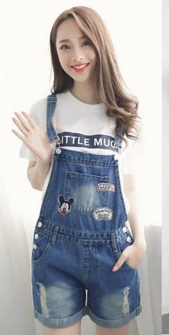 2022 new spring large loose slim casual denim overalls shorts female Korean hot pants Siamese students hot short