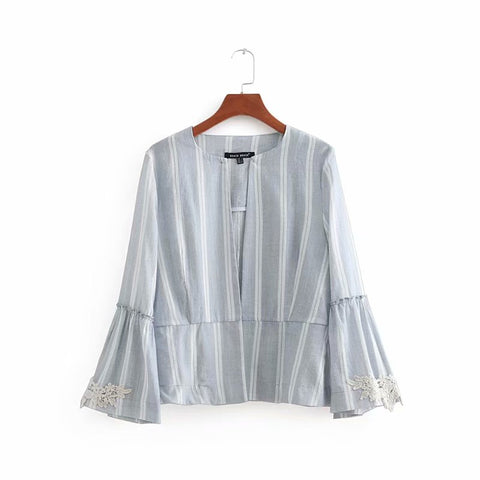 2022 new women vintage retro lace embroidery patchwork striped casual linen blazer suit business wear outwear coat tops CT073