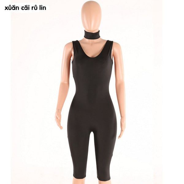 sleeveless autumn winter rompers jumpsuit scarf fashion sexy v neck playsuit bodysuit Jumper women clothing black tracksuit