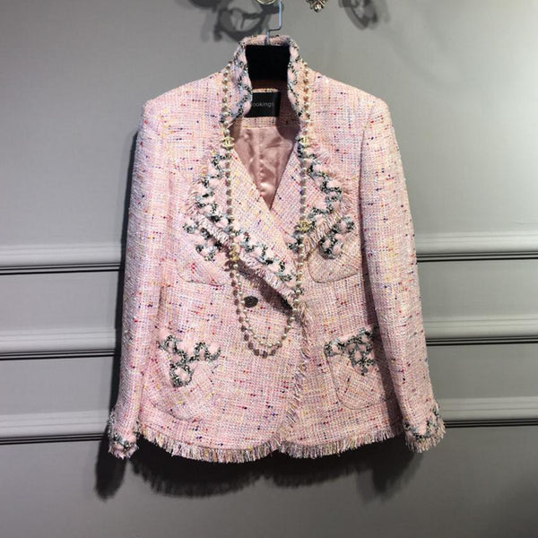 spring Senior custom small incense classic white wo suit coat short paragraph style  commute short blazer wj1786