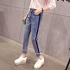 spring and summer high waist boyfriend jeans for women whisker roll-up tassel women jeans denim femme S-XL