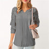 spring and summer women's fashion V-neck solid stitching lace long sleeved shirt Chiffon casual women's clothing Smerilli