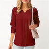 spring and summer women's fashion V-neck solid stitching lace long sleeved shirt Chiffon casual women's clothing Smerilli