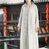2023 spring antumn long cardigan retro cotton linen shirt coat vintage outerwear women blouses long sleeve blusas