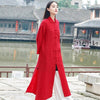 2023 spring antumn long cardigan retro cotton linen shirt coat vintage outerwear women blouses long sleeve blusas