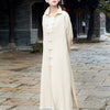 2023 spring antumn long cardigan retro cotton linen shirt coat vintage outerwear women blouses long sleeve blusas