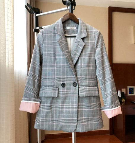 2022 spring women suit female jacket plaid retro long sleeve suit women blazers jacket coat