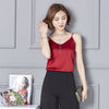 summer Solid Sleeveless Casual Tops Ladies V-neck Female Vest Clothing Women Top Summer Imitation Silk Tank Top