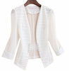 2022 summer Women Slim Blazer Mesh Plus Size 4XL office lady three -quarter  formal small suit