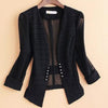 2022 summer Women Slim Blazer Mesh Plus Size 4XL office lady three -quarter  formal small suit