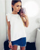 summer fashion women's solid color sleeveless shirts casual O-neck ruffled loose blouse chiffon tops
