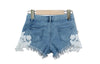 2022 summer lace hollow out sexy cowboy shorts female hot shorts Grunge style casual denim shorts white lace short pants woman