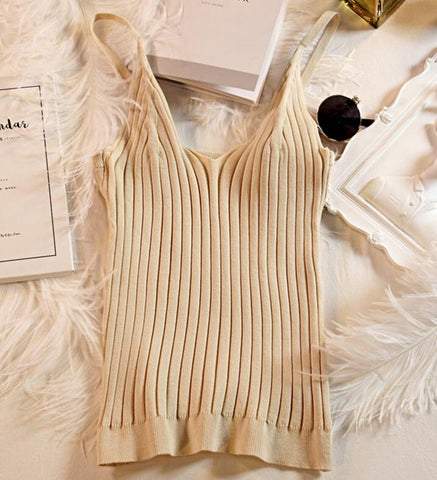 2022 summer new small vest women shirt slim knit sexy Camisole short sleeveless shirts female casual solid knitted cotton tops