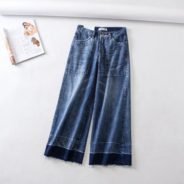 women Spring High waist denim jeans women skinny jeans pants Autumn stretch High-waist wide-leg jeans woman bottom