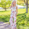 women Summer Long tunic Jumpsuit sexy Floral print Spaghetti Strap wide leg Romper Sleeveless Casual lace up loose Overalls