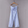 women vintage knotted strapless striped siamese ladies wide leg pants jumpsuits sexy casual slim overalls trousers DS100