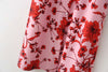 women vintage red floral printing vestidos kneeth dress female butterfly sleeve sashes casual slim brand chic dresses DS937