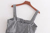 2022 women vintage sex spaghetti strap single breasted buttons plaid slimming dress elegant female vestidos sling dresses DS859