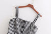 2022 women vintage sex spaghetti strap single breasted buttons plaid slimming dress elegant female vestidos sling dresses DS859