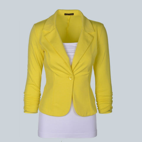 2022 Autumn Small Suit Casual Fashion A Buckle Elastic Self-cultivation Solid Blazer Womens Office Lady Short Suit Women Clothes