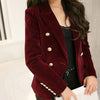 2023 Autumn Velvet Suit Jacket Buckle Slim OL Chic Long Sleeve Blazers Feminino Casual Coat Office Ladies Outerwear f866