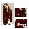 2023 Autumn Velvet Suit Jacket Buckle Slim OL Chic Long Sleeve Blazers Feminino Casual Coat Office Ladies Outerwear f866