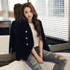 2023 Autumn Velvet Suit Jacket Buckle Slim OL Chic Long Sleeve Blazers Feminino Casual Coat Office Ladies Outerwear f866