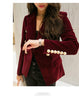 2023 Autumn Velvet Suit Jacket Buckle Slim OL Chic Long Sleeve Blazers Feminino Casual Coat Office Ladies Outerwear f866