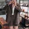 2022 Autumn Vintage Two-piece Plaid Blazer Suits Women Single-breasted Jacket & Pencil Skirt Women Skirt Suit Casual Blazer Sets