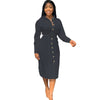 2023 Autumn White Shirt Dress Women Button-up Knee-length Long Sleeve Shift Dress Office Lady Loose Casual Tunic Basic Dresses