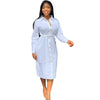 2023 Autumn White Shirt Dress Women Button-up Knee-length Long Sleeve Shift Dress Office Lady Loose Casual Tunic Basic Dresses