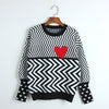 2019 Autumn Winter Women Sweaters Geometric Heart Pattern Long Sleeve Tops Lovely Pullovers Knitted Loose Sweaters Tops C-005