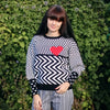 2019 Autumn Winter Women Sweaters Geometric Heart Pattern Long Sleeve Tops Lovely Pullovers Knitted Loose Sweaters Tops C-005