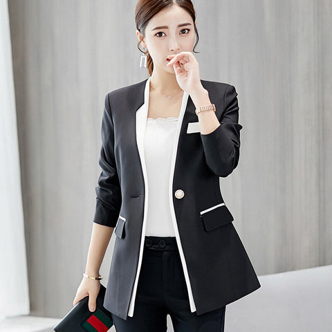 2022 Autumn Women Blazer Black Jackets Female Casual Suits Basic Coat Business Outerwear Ladies Blazers feminino R934