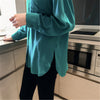 2023 Blusa Women Blouse Elegant Red Green Satin Shirt Turn Down Collar Female Formal Office OL Blouse Women Tops PZ1149