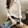 2023 Blusa Women Blouse Elegant Red Green Satin Shirt Turn Down Collar Female Formal Office OL Blouse Women Tops PZ1149