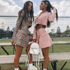 2022 European and American explosive pink temperament self-cultivation, umbilical small suit, skirt suit summer two-piece skirt