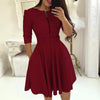 2022  Women Dress With Zipper Elegant  Pleated Umbrella Dress With Belt Long Sleeve Elegant Party Dress Vestido