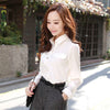 2023 autumn Qualitie Women Office Lady Formal Career Long Sleeve Collar Shirt Casual Solid White Blouse Tops V1767