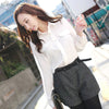 2023 autumn Qualitie Women Office Lady Formal Career Long Sleeve Collar Shirt Casual Solid White Blouse Tops V1767