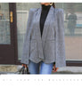 2022 Long Sleeve Cape Blazer Coat Women Notched Split Cloak Cape Jacket Suit Women's Blazer OL Office Workwear plaid black